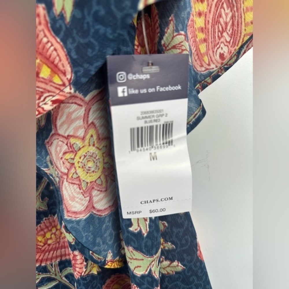 Chaps Women’s Size‎ M Blue Short Sleeve Henley-New - Picture 8 of 11